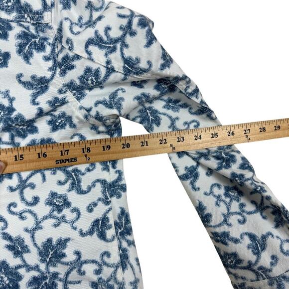 LRL Ralph Lauren Coquette Preppy Coastal Floral Denim Jacket Cropped Chic M - Picture 5 of 8